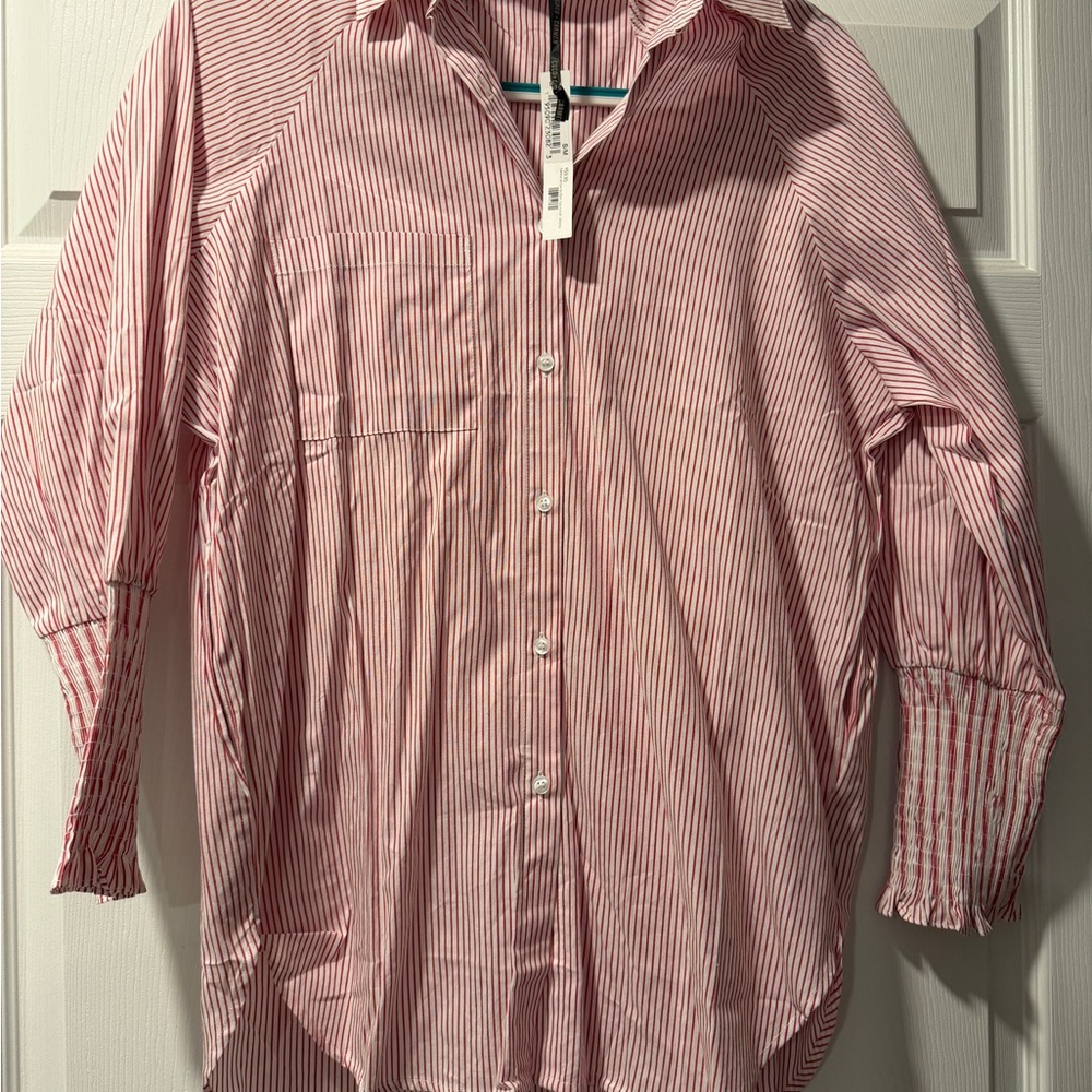 Coco + Carmen Red and White Striped Blouse
